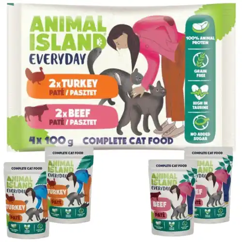 Animal Island Everyday wo艂owina indyk pasztet karma mokra dla kota 4x100 g Oferta limitowana