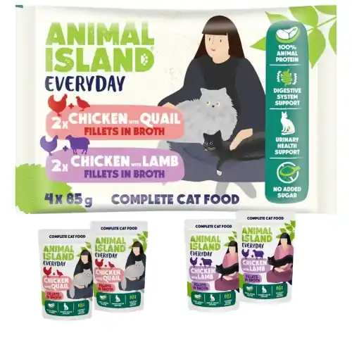 Animal Island Everyday kurczak przepi贸rka jagni臋cina karma dla kota 4x85 g Okazja