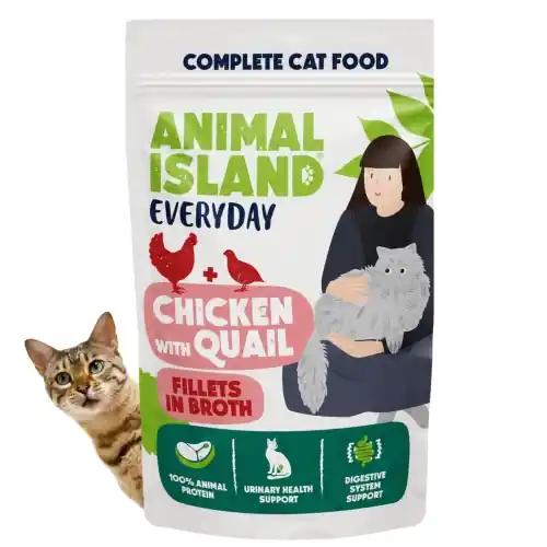 Cena promocyjna Animal Island Everyday kurczak przepi贸rka fileciki w rosole dla kota 85 g