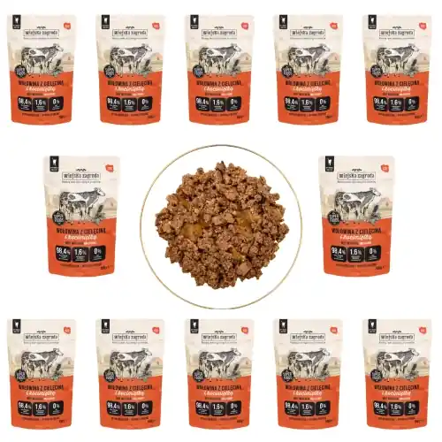 Wiejska Zagroda wo艂owina z ciel臋cin膮 i kocimi臋tk膮 pasztet dla kota 12x100g Tylko dziś