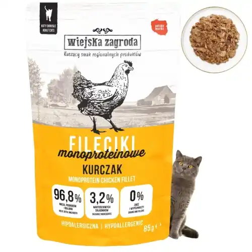 Popularny Wiejska Zagroda Fileciki kurczak monoproteinoiwa mokra karma dla kota 85g