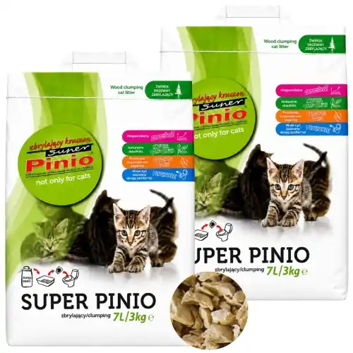 Super Pinio 偶wirek drewniany zbrylaj膮cy kruszon dla kota zwierz膮t 2x7L Dostępne od ręki