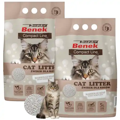 Super Benek Compact 偶wirek bentonitowy dla kota myd艂o marsylskie 2x 5 L Super okazja