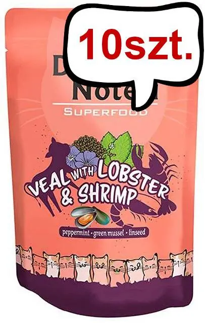 Dolina Noteci Superfood Adult Cielęcina z homarem i krewetkami Mokra Karma dla kota op. 10x85g Obniżka ceny