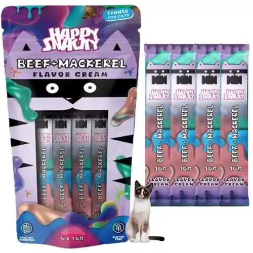 Szybka dostawa Happy Snacky wo艂owina z makrel膮 kremowy przysmak dla kota w tubkach 4x10g
