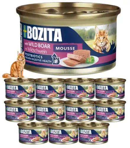 Nowy Bozita mus z dziczyzn膮 karma mokra dla kota z postbiotykiem 12x85 g