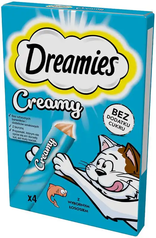 Dreamies Creamy Przysmak z łososiem dla kota op. 4x10g Darmowy zwrot