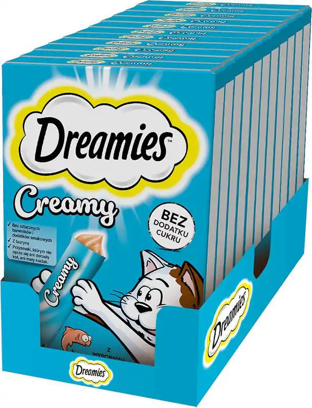Dreamies Creamy Przysmak z łososiem dla kota op. 4x10g PAKIET 11szt. Nowość