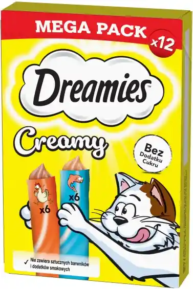 Kup online Dreamies Creamy Przysmak z pysznym łososiem i kurczakiem dla kota op. 12x10g