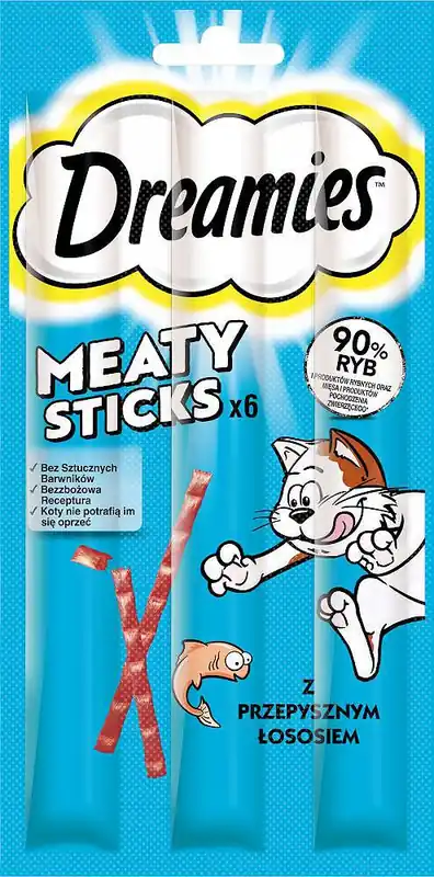 Ograniczona ilość Dreamies Meaty Sticks Przysmak z łososiem dla kota op. 30g