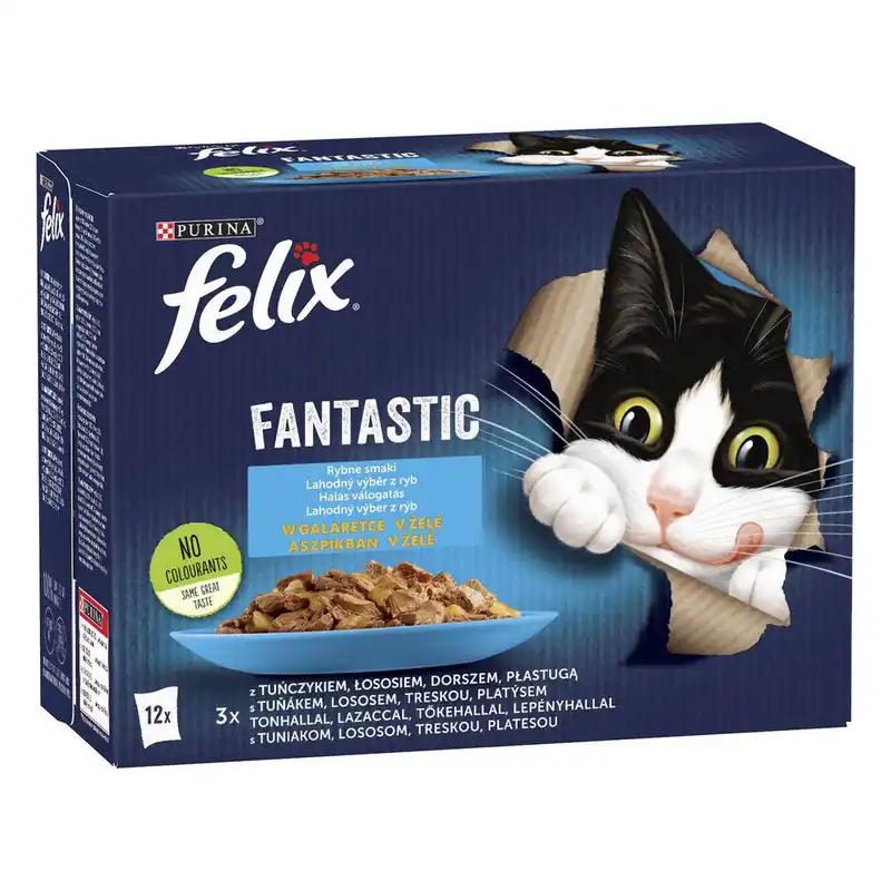 Szybka wysyłka Felix Fantastic Adult Rybne smaki w galaretce Mokra Karma dla kota op. 12x85g