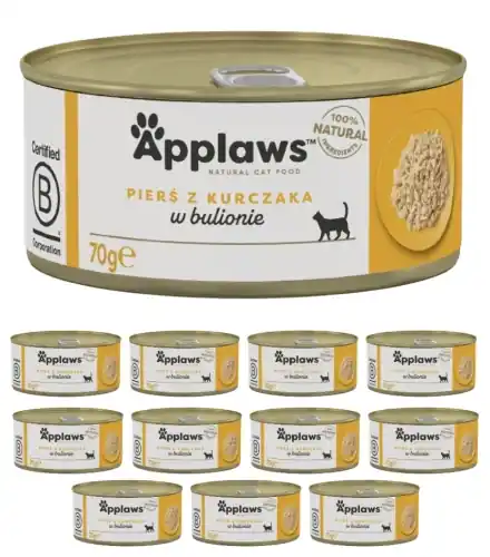 Ekspresowa dostawa Applaws puszka pier艣 z kurczaka mokra karma dla kota 12x70g