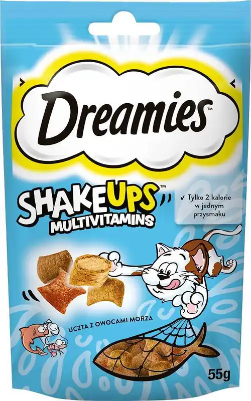 Dreamies Shake Ups Multivitamins Przysmak Uczta z owocami morza dla kota op. 55g Super okazja