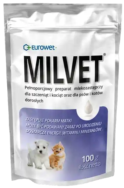 Tani Eurowet Mleko w proszku Milvet dla szczeniąt i kociąt op. 100g