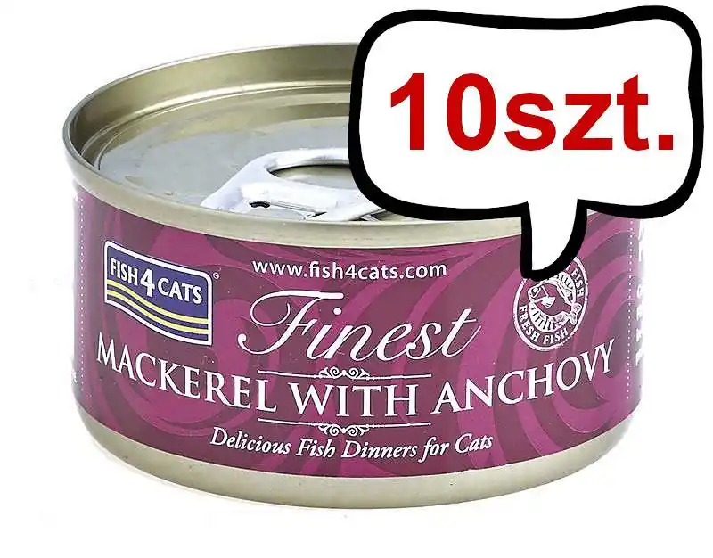 Dodaj do koszyka Fish4Cats Makrela z Anchois Mokra Karma dla kota op. 70g Pakiet 10szt.