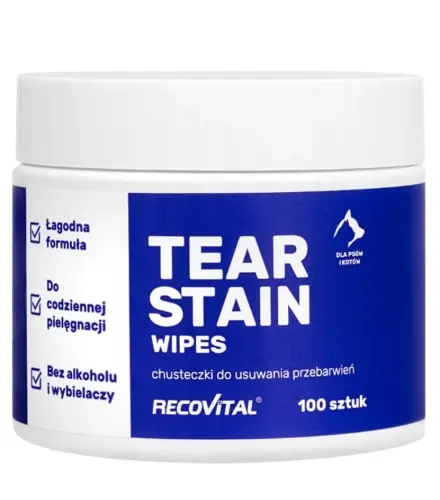 Recovet Tear Stain Wipes Chusteczki do oczu 100 szt. Tylko do końca tygodnia
