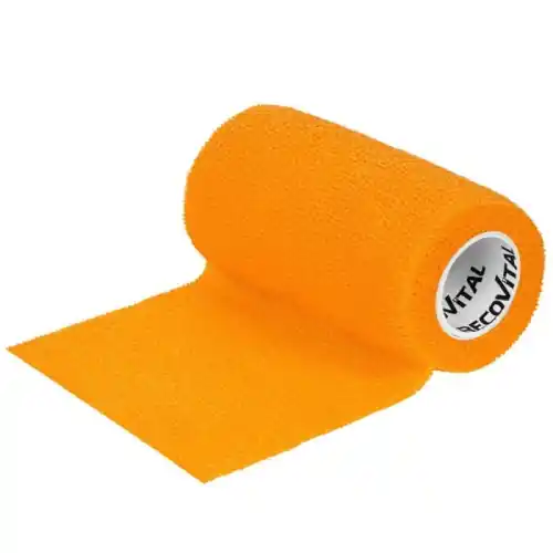 Bezpieczne zakupy Banda偶 kohezyjny samoprzylepny elastyczny POMARA艃CZOWY 10 cm x 4,5 m