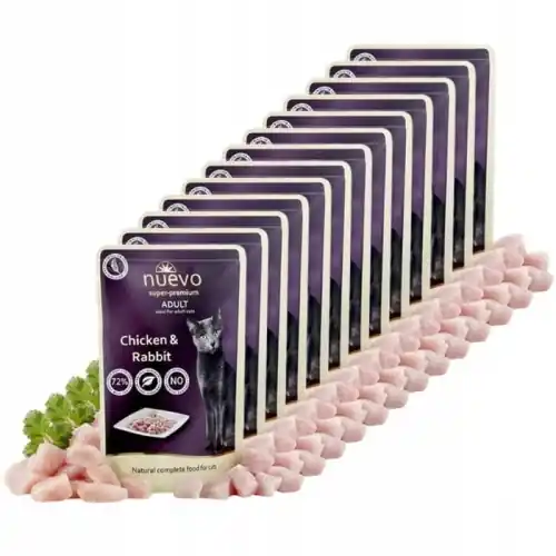 Bezpieczne zakupy Nuevo Super Premium saszetka Kurczak i Kr贸lik dla doros艂ych kot贸w 16 x 85g