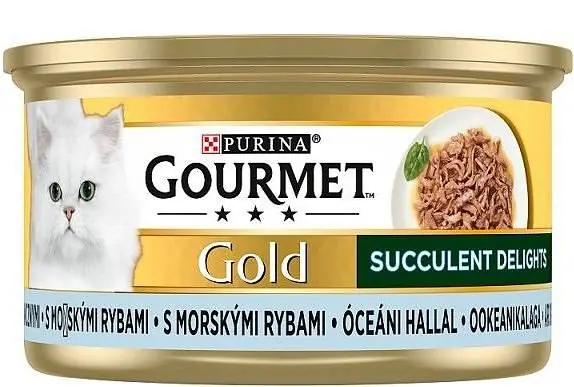 Hit sprzedaży Gourmet Gold Adult Succulent Delights Ryby oceaniczne w sosie Mokra Karma dla kota op. 85g