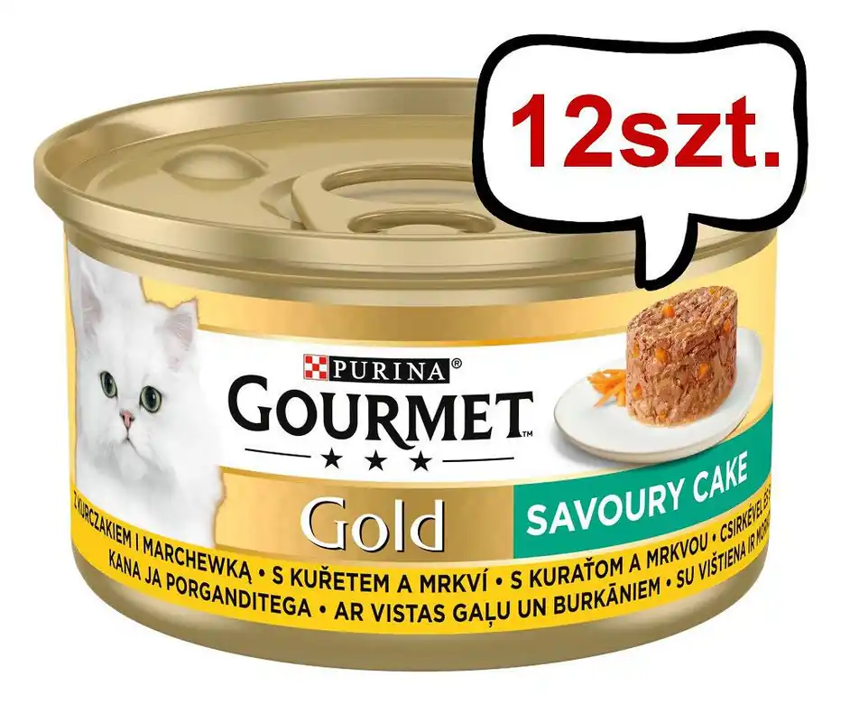 Nie przegap Gourmet Gold Savoury Cake Kurczak z marchewką Mokra Karma dla kota op. 85g Pakiet 12szt