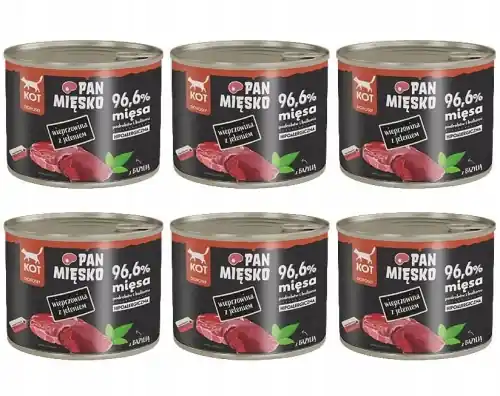 Pan Mi臋sko wieprzowina z jeleniem karma dla kota bez zb贸偶 tauryna 6x 200g Ostatnia szansa