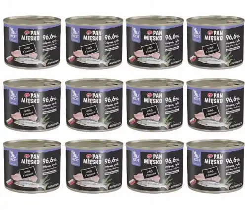 Pan Mi臋sko indyk z 艂ososiem karma dla koci膮t z tauryn膮 bez zb贸偶 12x 200g Wyprzedaż