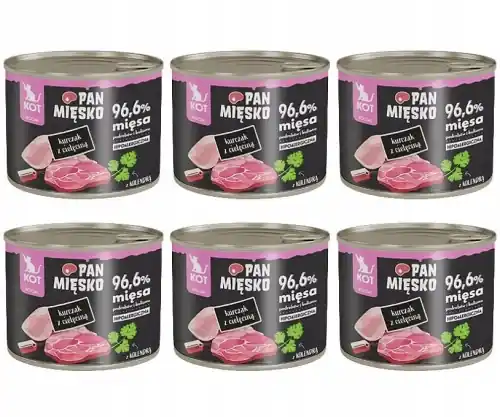 Pan Mi臋sko kurczak z ciel臋cin膮 karma dla koci膮t bez zb贸偶 tauryna 6x 200g Zamów dziś