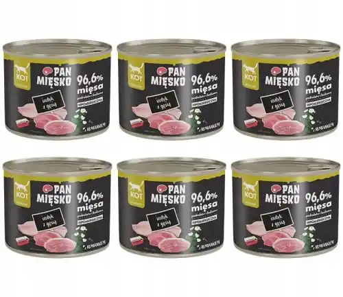 Taniej Pan Mi臋sko indyk z g臋si膮 karma dla kota bez zb贸偶 tauryna 6x 200g