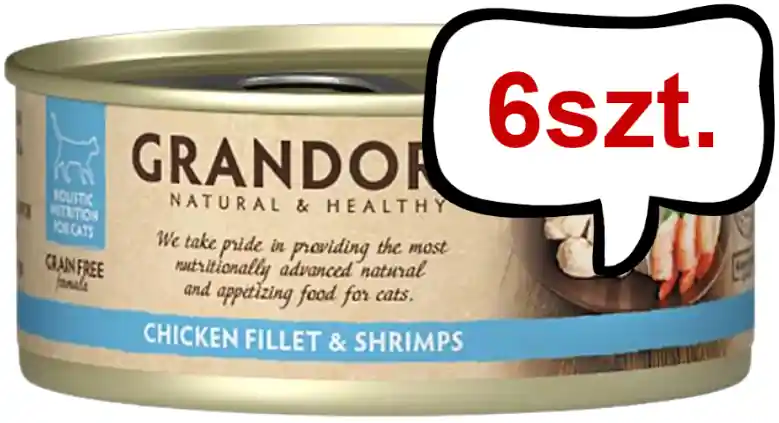 Grandorf Adult Chicken Fillet&Shrimp Mokra karma dla kota op. 70g Pakiet 6szt. Dostępne od ręki
