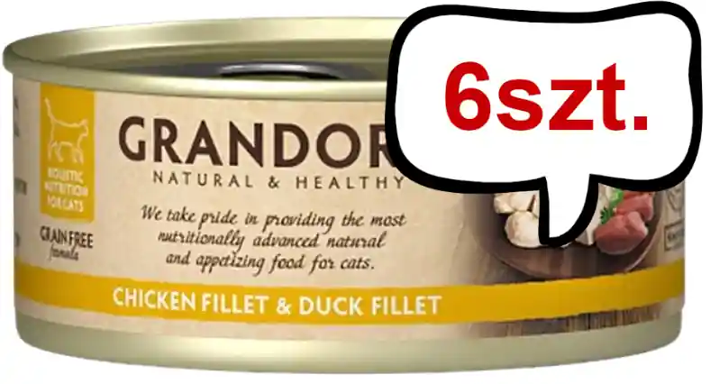 Grandorf Adult Chicken&Duck Fillet Mokra karma dla kota op. 70g Pakiet 6szt. Promocja