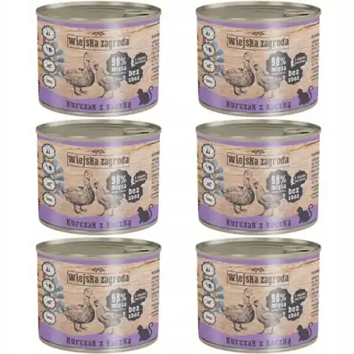Wiejska Zagroda Kurczak z kaczk膮 6 x 200g dla kota Promocja
