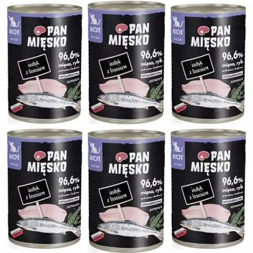 Ekspresowa dostawa Pan Mi臋sko dla koci膮t Indyk z 艂ososiem 6 x 400g
