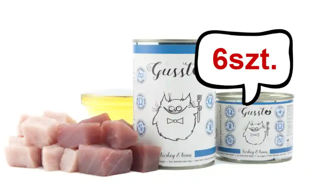 Popularny Gussto Fresh Turkey&Tuna Mokra Karma dla kota op. 200g Pakiet 6szt.
