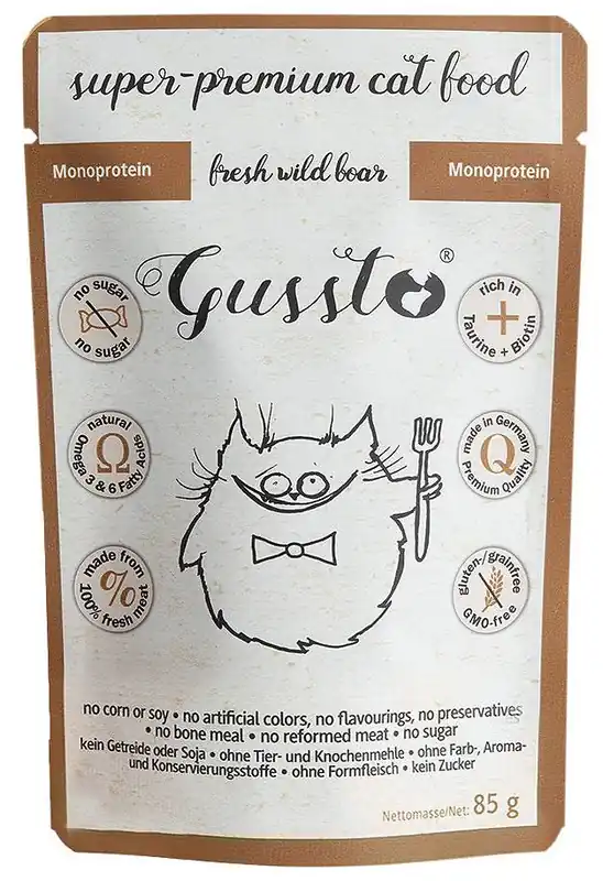 Gussto Fresh Wild Boar Mokra Karma dla kota op. 85g Darmowy zwrot
