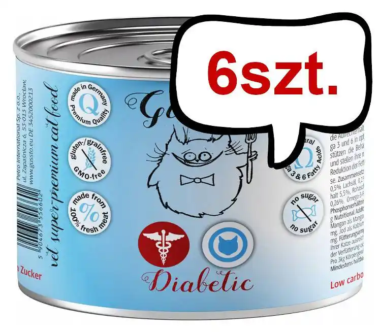 Gussto Vet Diabetic Mokra Karma dla kota op. 200g Pakiet 6szt. Tylko do końca tygodnia