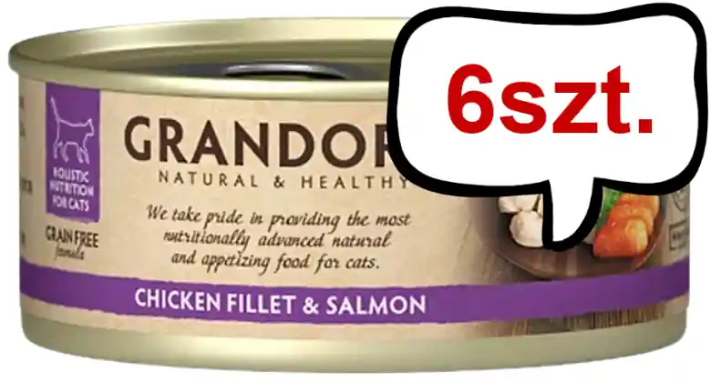 Zamów dziś Grandorf Adult Chicken&Salmon Fillet Mokra karma dla kota op. 70g Pakiet 6szt.