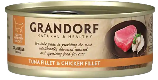 Łatwy zwrot Grandorf Adult Tuna&Chicken Fillet Mokra karma dla kota op. 70g