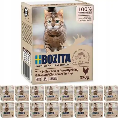 Niska cena Bozita Feline kurczak i indyk w sosie mokra karma dla kota z tauryn膮 16x 370g