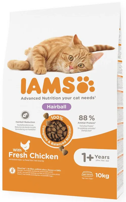 Ekspresowa dostawa Iams Adult Hairball Fresh Chicken Sucha karma dla kota op. 10kg