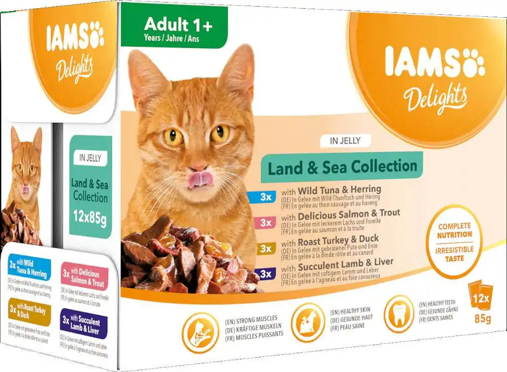 Iams Delights Land&Sea Collection in Jelly Mokra Karma dla kota op. 12x85g WYPRZEDAŻ Super okazja