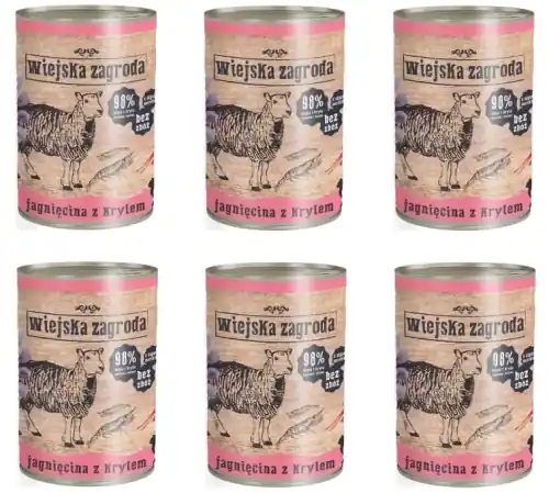 Hit cenowy Wiejska Zagroda dla kota Jagni臋cina z krylem 6 x 400g