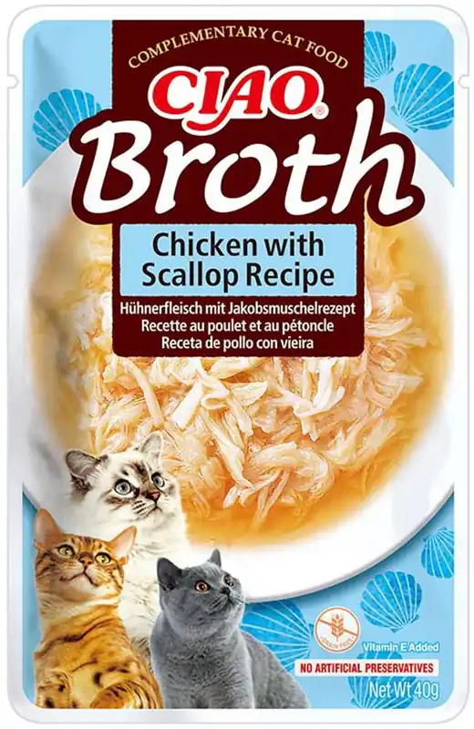 Inaba Ciao Broth Chicken with Scallop Recipe Mokra Karma dla kota op. 40g Szybka wysyłka