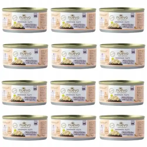 Wyprzedaż Nuevo Super Premium Mokra karma dla kota Filet kurczaka z jajami 12 x 70g