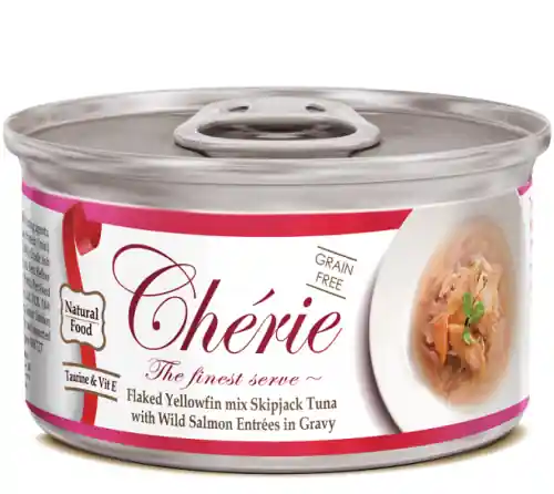 Pettric Cherie Mix tu艅czyka z dzikim 艂ososiem w sosie 80g dla kota Zniżka