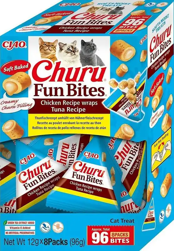 Inaba Ciao Churu Fun Bites Chicken&Tuna Recipe Przysmak dla kota op. 8x12g Szybka dostawa