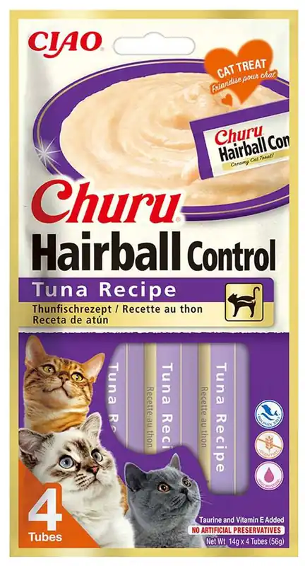 Inaba Ciao Churu Hairball Control Tuna Recipe Przysmak dla kota op. 4x14g Obniżka ceny