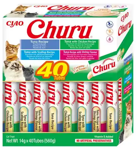 Wyjątkowa oferta Inaba Ciao Churu Variety Tuna and Seafood Przysmak dla kota op. 40x14g