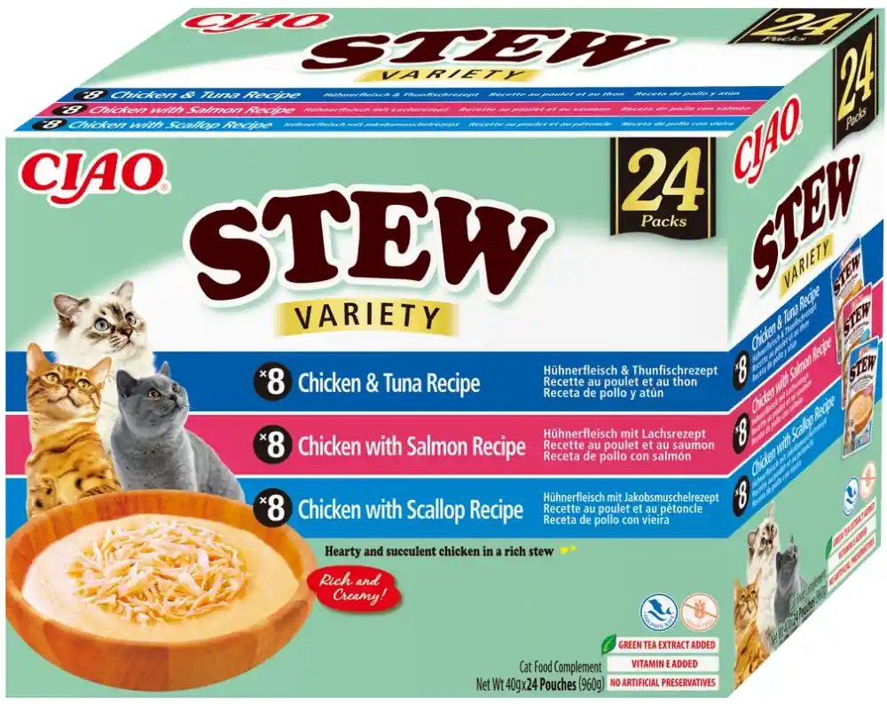 Do wyczerpania zapasów Inaba Ciao Stew Variety Chicken Recipe Mokra Karma dla kota op. 24x40g (PAKIET ZIELONY)