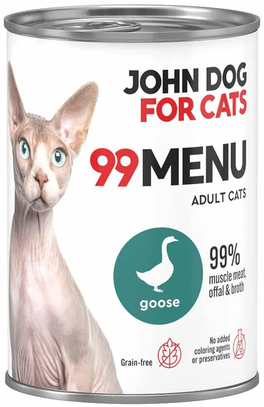 Ostatnie sztuki John Dog 99 Menu Adult Goose Mokra Karma dla kota op. 400g