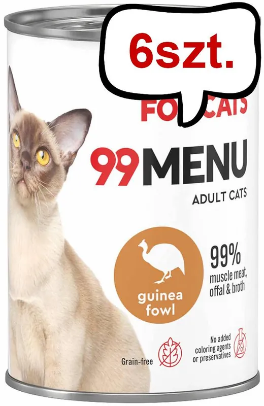 Sprawdź teraz John Dog 99 Menu Adult Guinea Fowl Mokra Karma dla kota op. 400g Pakiet 6szt.